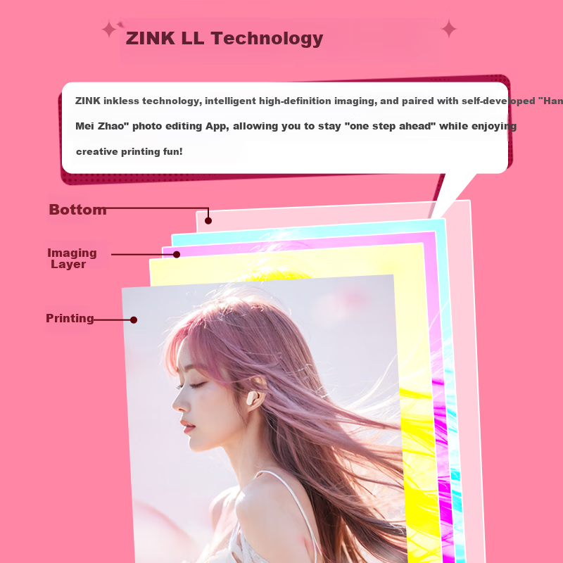 Hanin Mini Pink Instant Camera and Printer, Pocket Camera with Phone Printing, I...