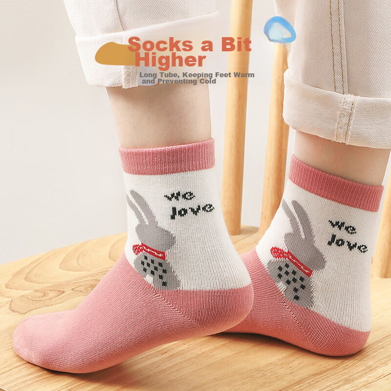 Langsha Children's Socks, Girls' Summer Mid-Calf Socks, Cotton Socks, Breathable...