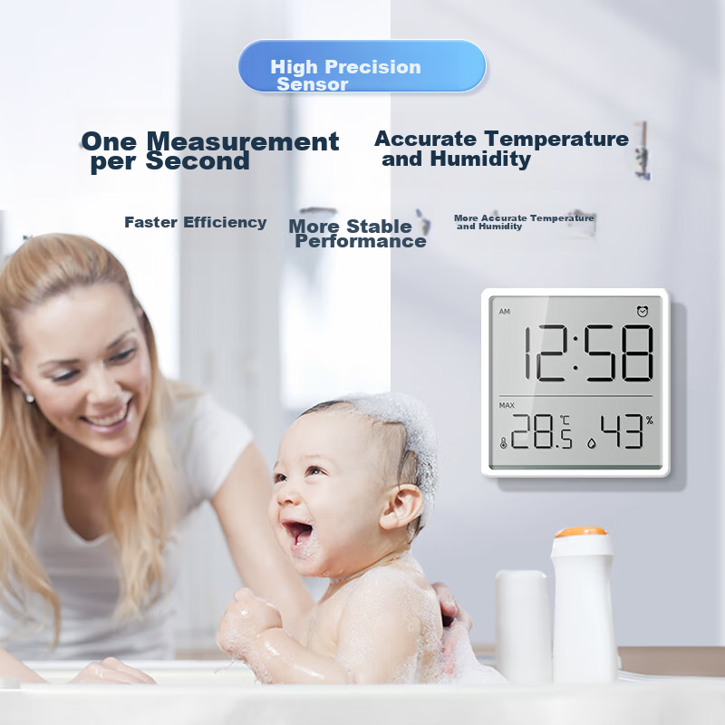 Mashi Thermometer Alarm Clock, Indoor Temperature Meter, Baby Room LCD Screen, M...