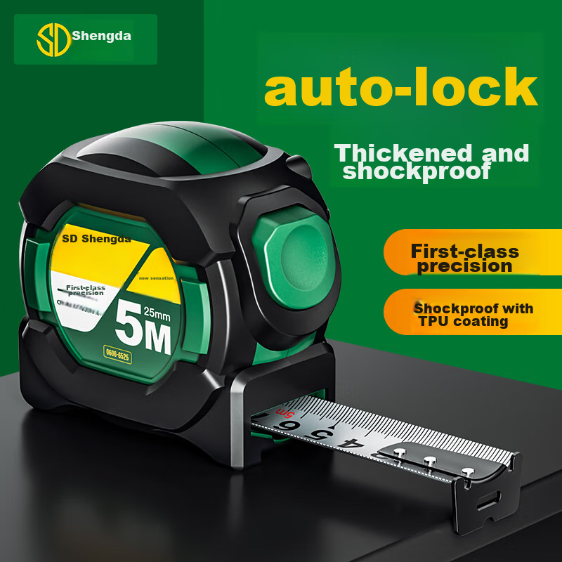 Shengda Self-Locking Steel Tape Measure 5m Household Measuring Tape with Rubber...