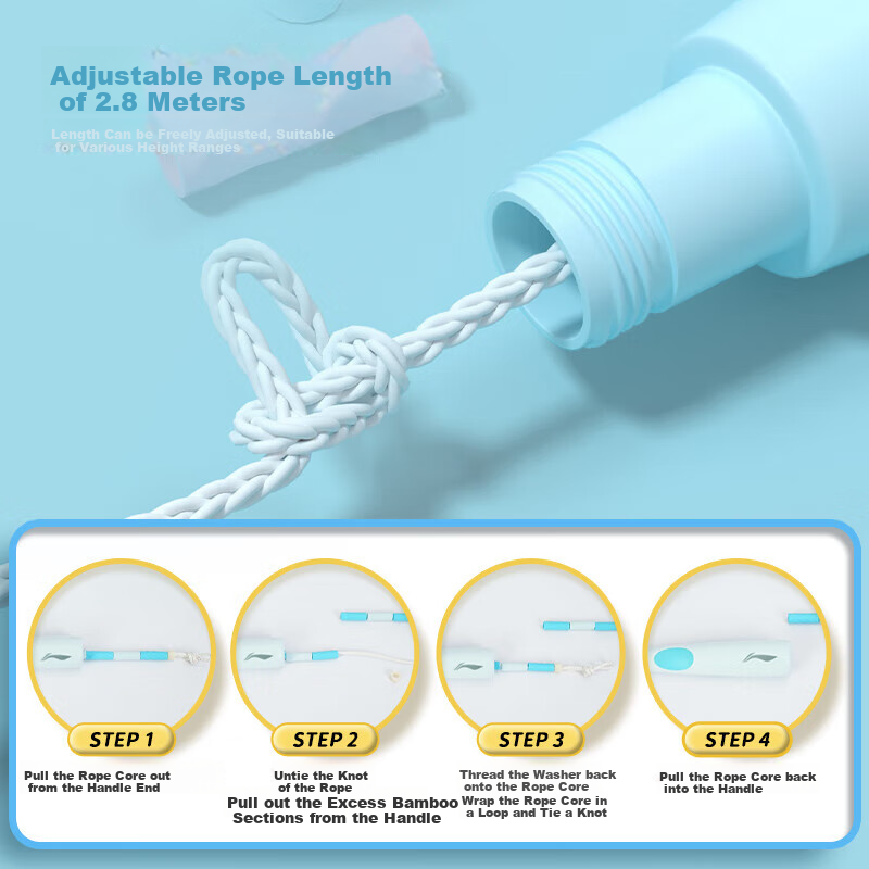 LI-NING Bamboo Jump Rope for Children, Kindergarten 3-5 Years Old, 6 Years Old,...