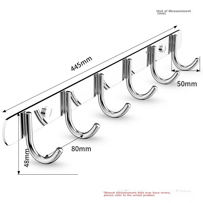 Mengting Hook-Free 304 Stainless Steel Adhesive Hooks, Clothes Hooks, Bathroom H...