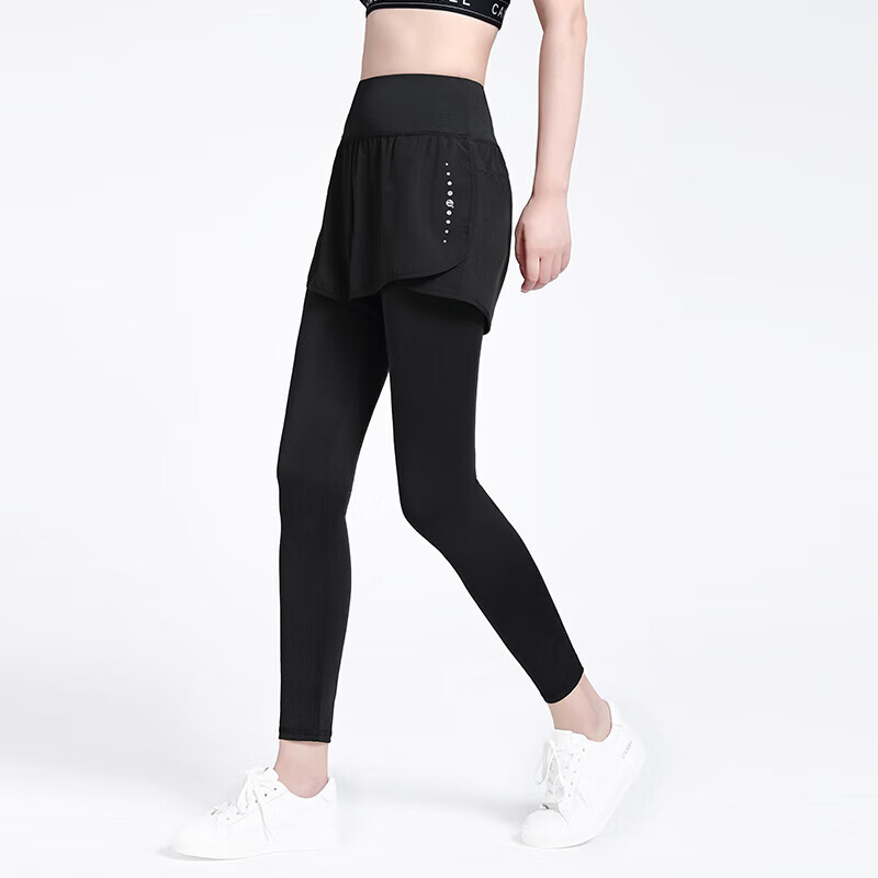 CAMEL Elastic Faux Two-Piece Fitness Pants for Women, High-Waisted Tight Running...