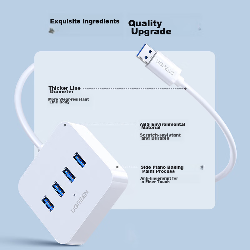 Lulian USB3.0 Hub, Multi-Port Splitter, High-Speed 4-Port Expansion Dock, HUB Co...