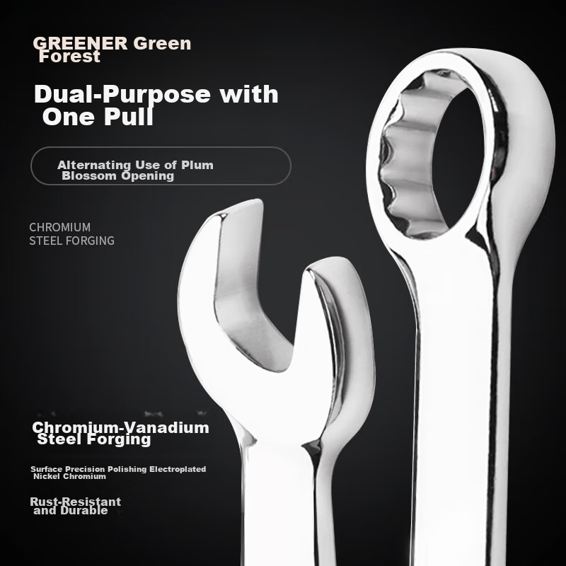 Greener Wrench Set, 11-Piece Open-End And Box-End Combination, 8mm-24mm, for Hom...