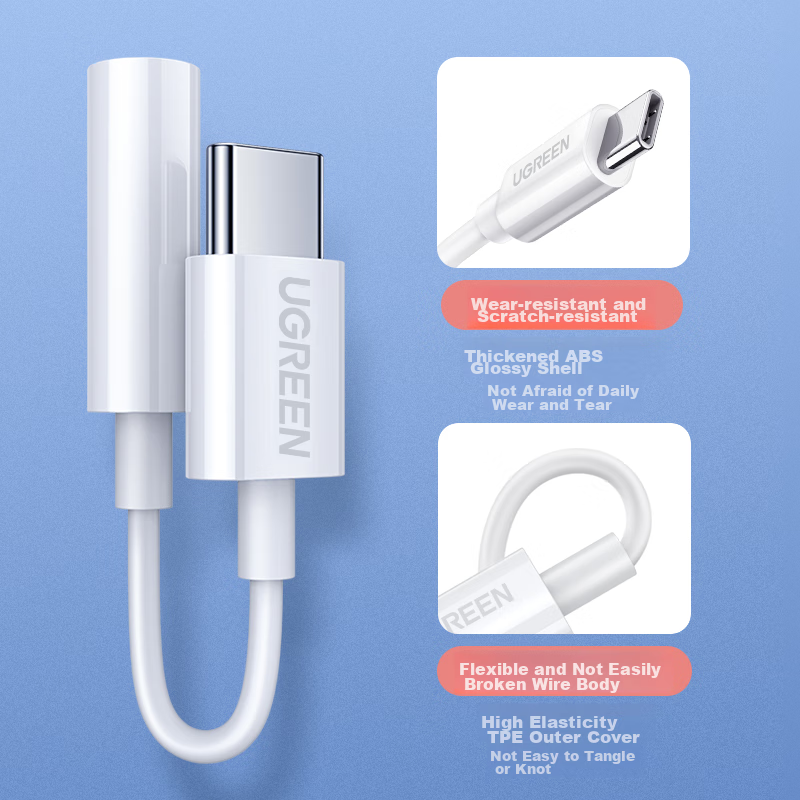 Lulian Earphone Adapter, Type-C to 3.5mm Audio Data Cable, USB-C Earphone Conver...