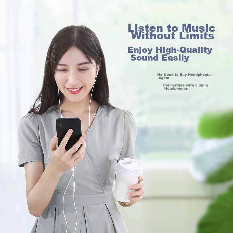 Lulian Earphone Adapter, Type-C to 3.5mm Audio Data Cable, USB-C Earphone Conver...