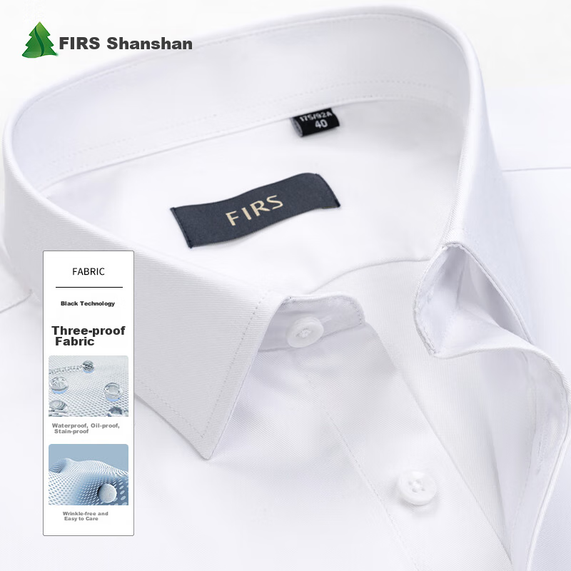 FIRS [Triple Protection] Wrinkle-Free Short-Sleeve Business Shirt for Men, Forma...