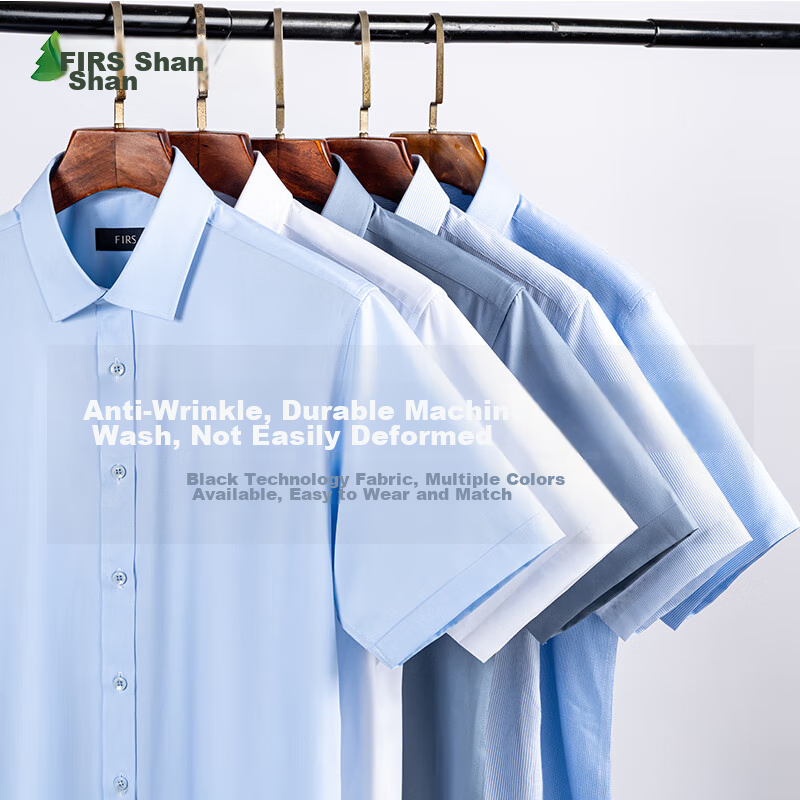 FIRS [Triple Protection] Wrinkle-Free Short-Sleeve Business Shirt for Men, Forma...