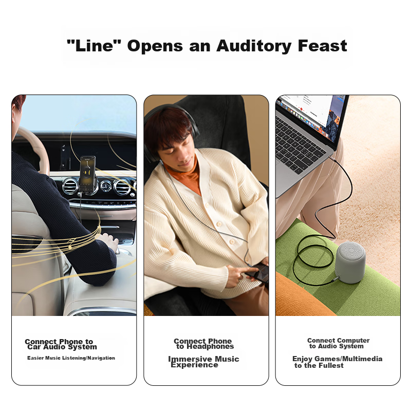 Lulian AUX Audio Cable, 3.5mm Male to Male Car Audio Connection Cable, Laptop Ph...