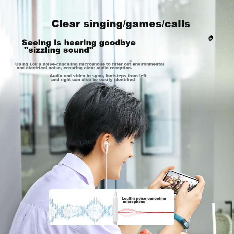 Lulian Type-C Wired Earphones, Semi-In Mobile Phone Headset, Wired Earphones for...