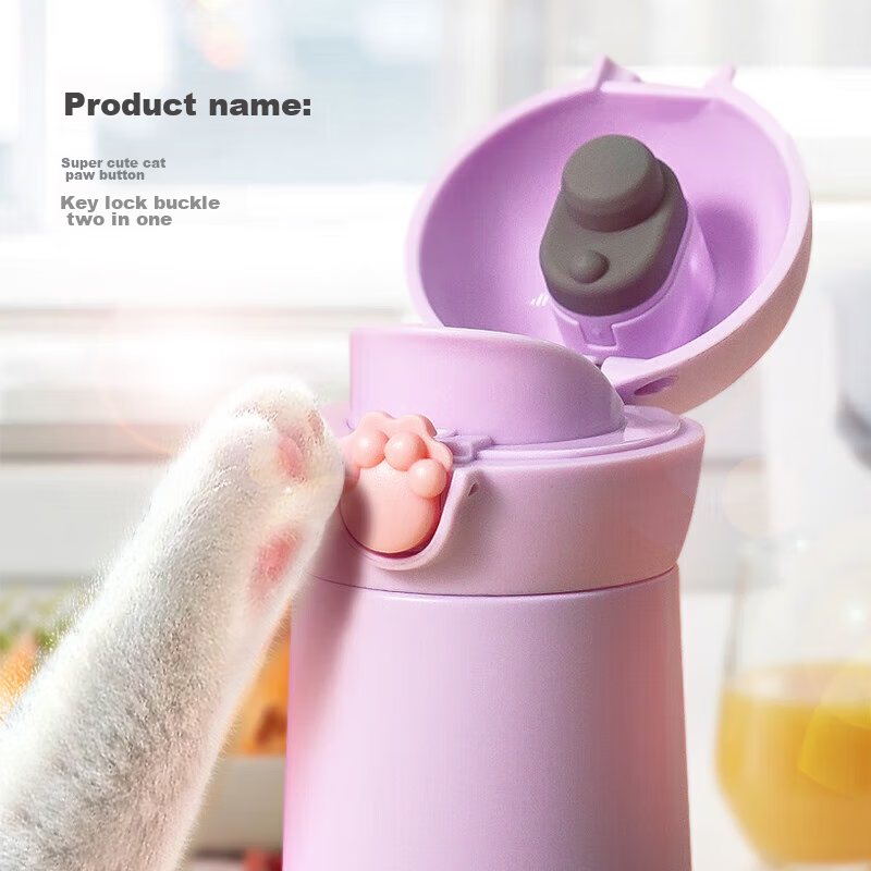 LOCK&LOCK Meow Bouncy Insulated Tumbler, Cute Portable Stainless Steel Water Cup...