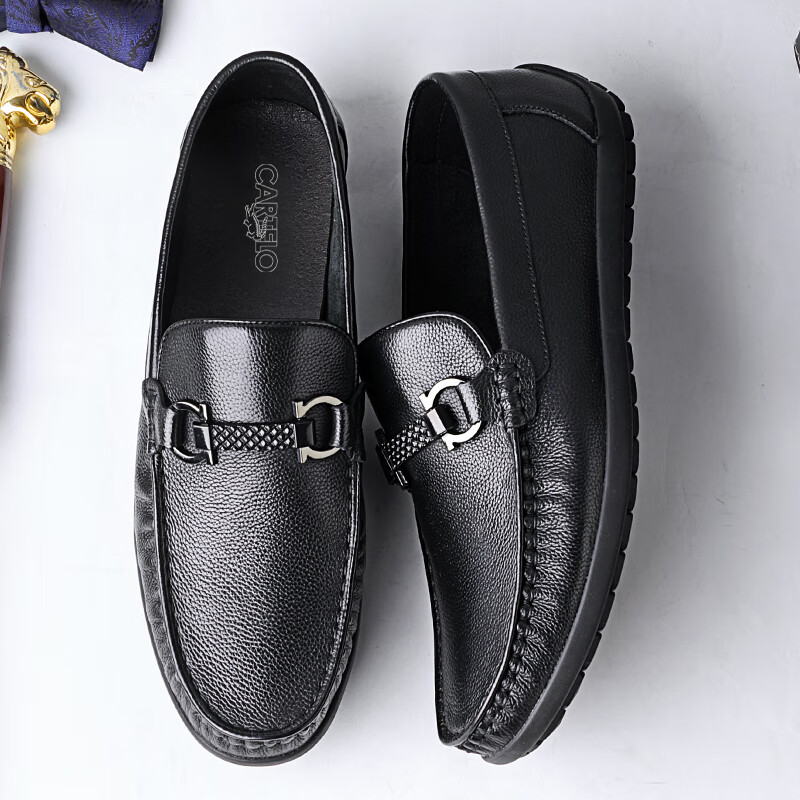 CARTELO Business Classic Loafers, Cowhide Shoes, Slip-On, Casual Business Men's...