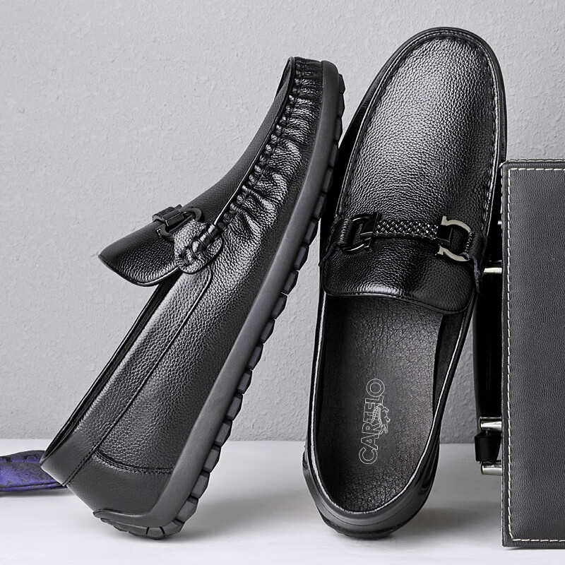 CARTELO Business Classic Loafers, Cowhide Shoes, Slip-On, Casual Business Men's...