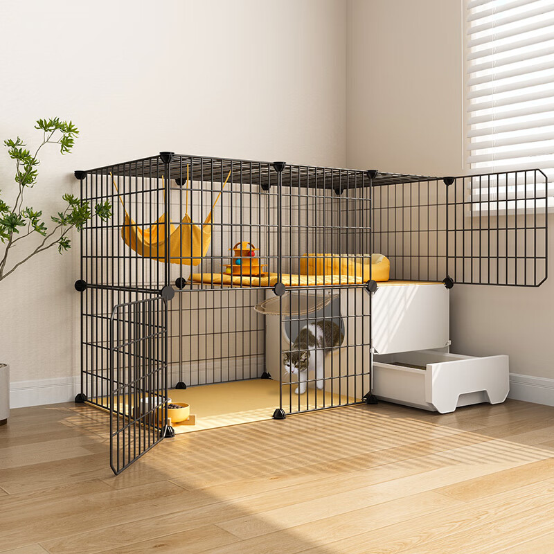 ColesHome Cat Cage with Litter Box, Suitable for Small Cats, Indoor Double-Layer...