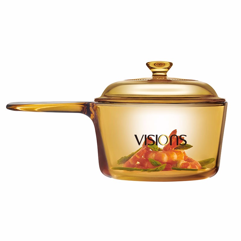 Corning (VISIONS) Crystal Series Glass Soup Pot 1.6L Single-Handle Milk Pot Stew...