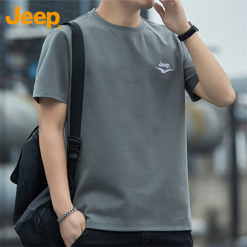 JEEP Men's Short Sleeve T-shirt Spring Summer Loose Cool Round Neck Casual Sport...