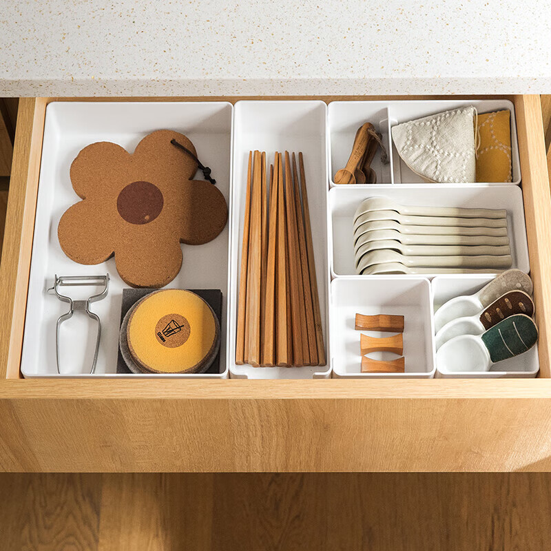 Lanjiaoluo Drawer Divider Storage Box, Desktop Cosmetic Organizer, Kitchen Stora...