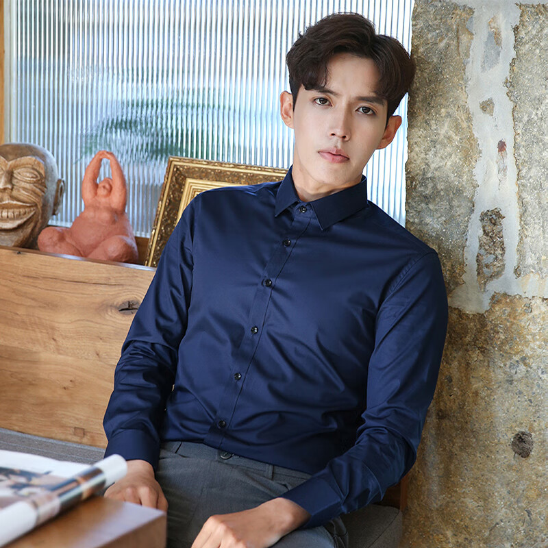 ROMON Men's Solid Color Business Professional Formal White Shirt Workwear Jacket...