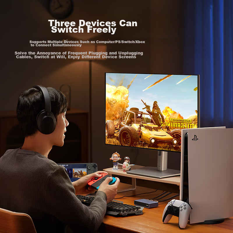 Lulian HDMI Switch 3-In 2.1 Version, 8K60Hz HD Video Sharing Split-Screen, Compa...