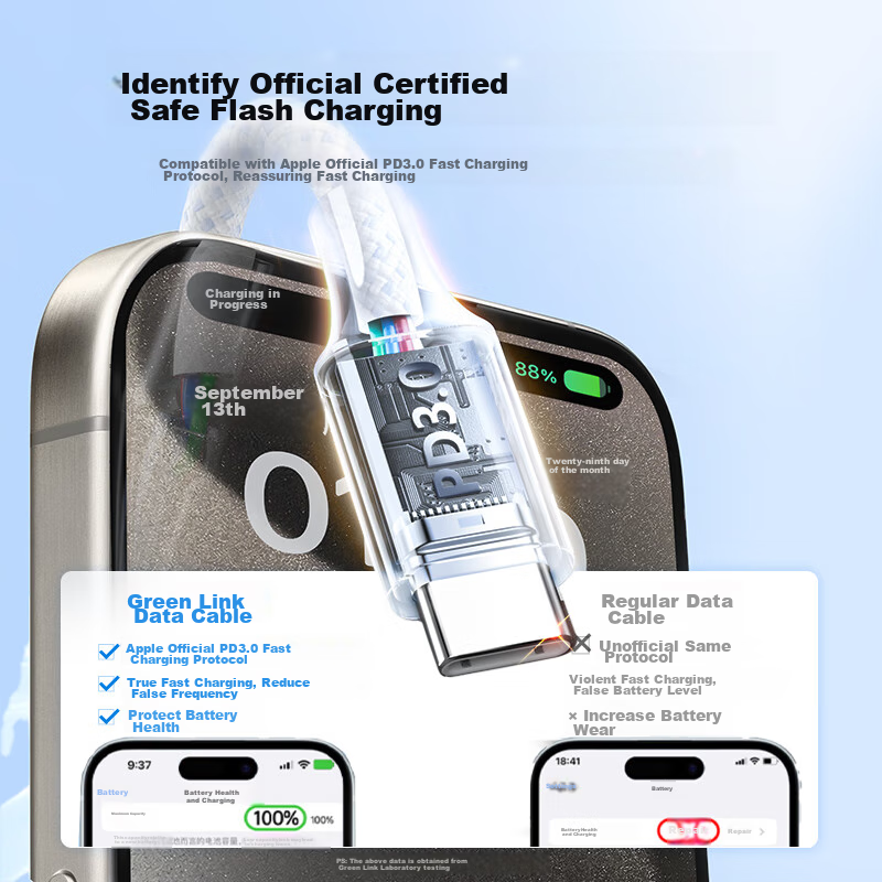 Lulian Compatible Apple 16/15 Charging Cable, Type-C Data Cable, Dual-Ended PD60...