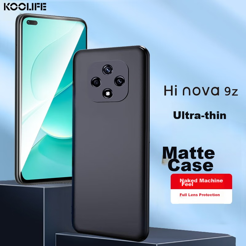 KOOLIFE Case for Huawei Hi Nova 9z, Protective Cover for Huawei Hi Nova 9z, Full Lens Protection, Frosted Fingerprint-Resistant Soft Shell, Outer Back Cover, Black