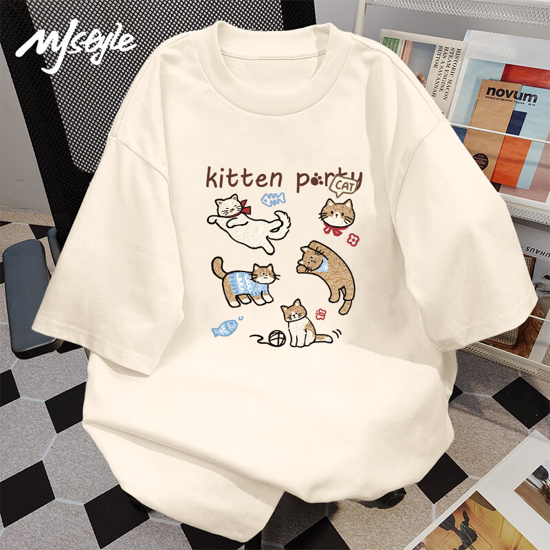 MJ STYLE Loose Fit Short Sleeve T-shirt for Women 2025 Summer Unisex Breathable Top for Layering