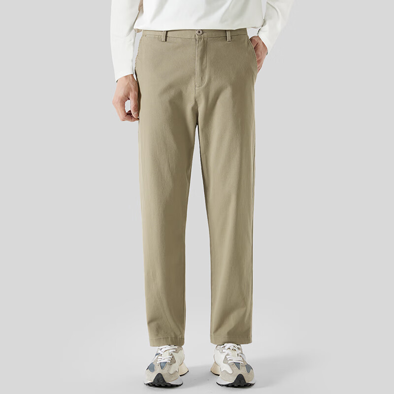 MARKLESS Men's Casual Pants Spring and Autumn High Density Wrinkle Resistant Easy Care Business Straight Pants 0820 Khaki Color-Second Generation Size 29