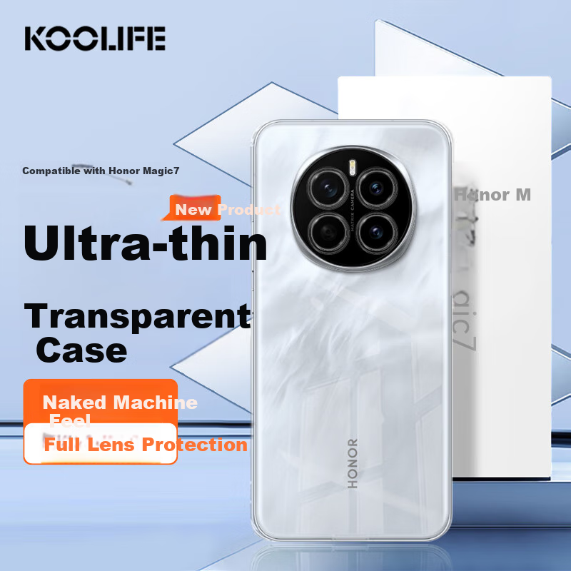 KOOLIFE Transparent Soft Case for Honor Magic7, Full Coverage Lens Protection, Anti-fingerprint Skin-friendly Back Cover