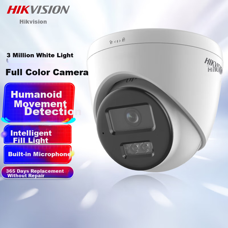 HIKVISION 3MP Dual-Lens Full-Color Night Vision AI Human Detection Audio Recording Indoor/Outdoor POE Camera Mobile Remote T13HV3-LA 4MM