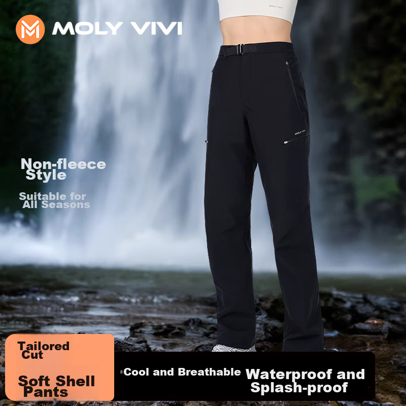 MOLY VIVI Women's Soft Shell Pants, Summer Lightweight, Windproof, Rainproof, Outdoor Ski Suit, Sports Pants, Cargo Pants, Moli Weive