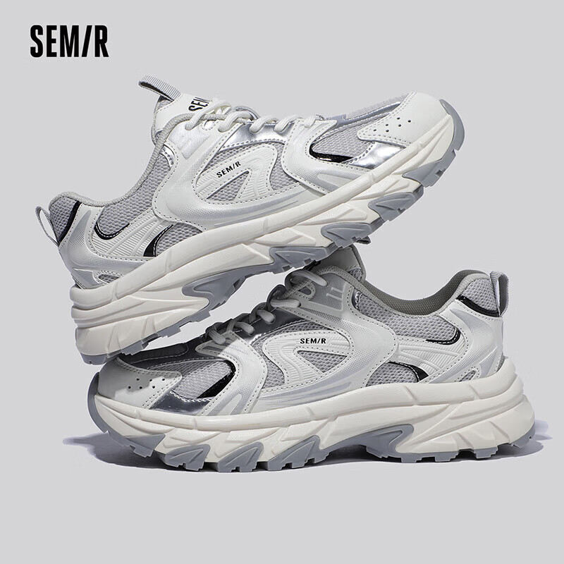 Semir Dad Shoes Spring/Summer Breathable Mesh Running Lightweight Sports Shoes Women SCX233462 White/Light Grey Size 39