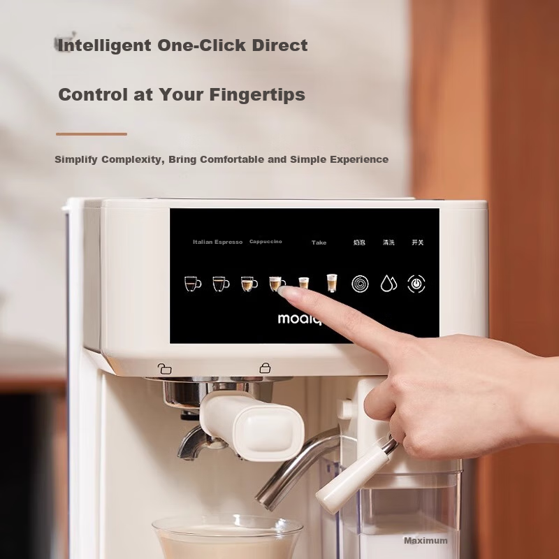 MOAIQO Semi-Automatic Espresso Machine with Milk Frother, 58mm Portafilter for Home Use