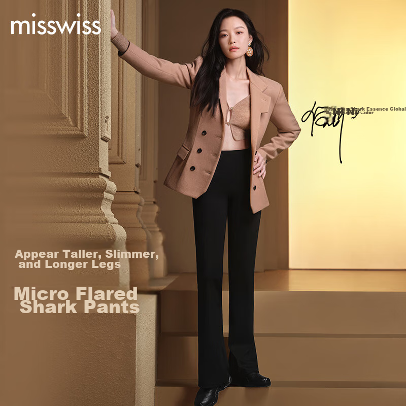 MissWiss Women's New High-Waisted Flared Yoga Pants, Black Casual Micro-Flare Tummy Control Pants, Goddess Black - Regular, Size L