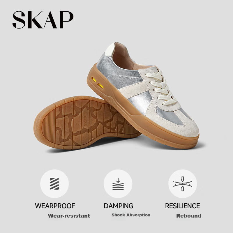 SKAP Galaxy Soda Canvas Shoes Unisex Sports Casual Retro Thick-soled Training Shoes Beige/Silver Size 39