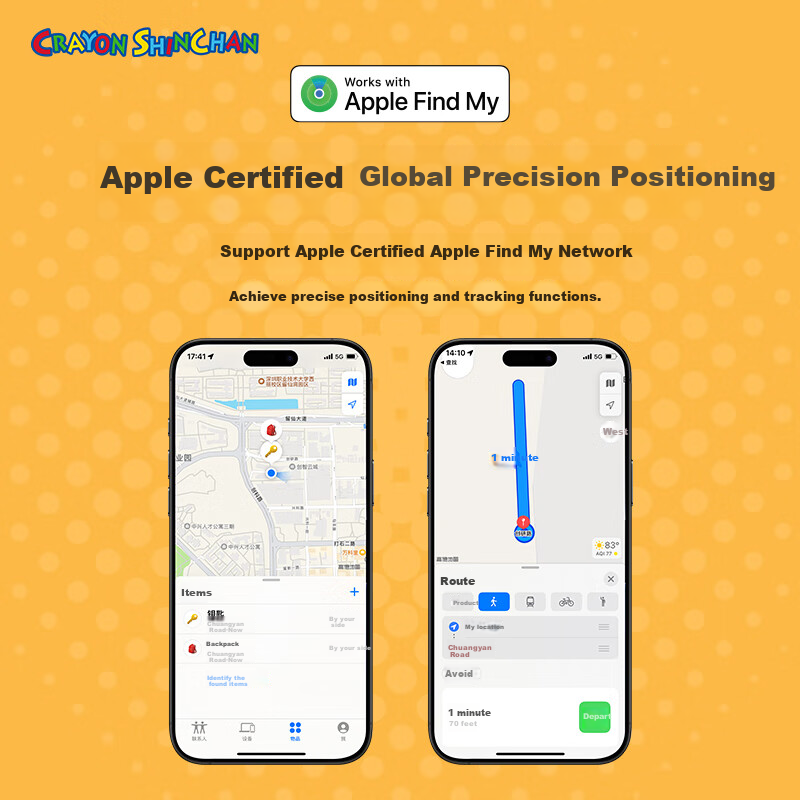 ROCK Crayon Shin-chan Airtag Apple Certified Locator Tracker Anti-lost Device Wireless Precise Location Search Apple Phone Locator Buckle Children Pet Car Key Luggage