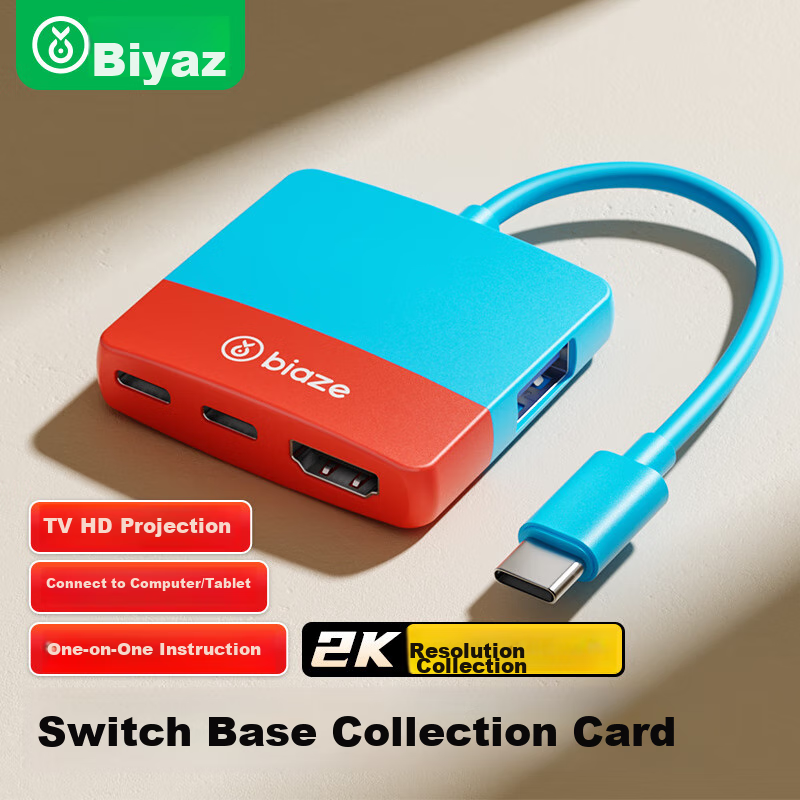 Biaze Switch Video Capture Card NS Portable Base USB3.0 Live Streaming Capture Device for Connecting IPad Tablets Laptops TVs Docking Station Accessories