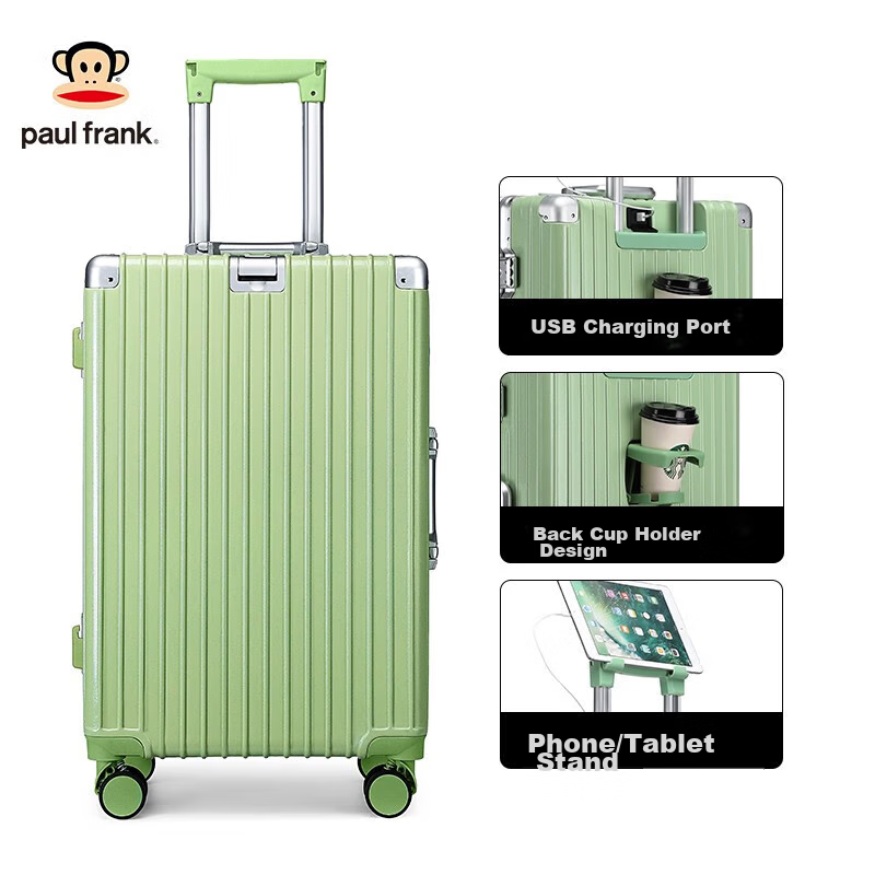 PAUL FRANK Aluminum Frame Luggage Men's Handsome Pull Rod Box Women's Large Capacity Multi-function Password Travel Box 28-inch Charging Box