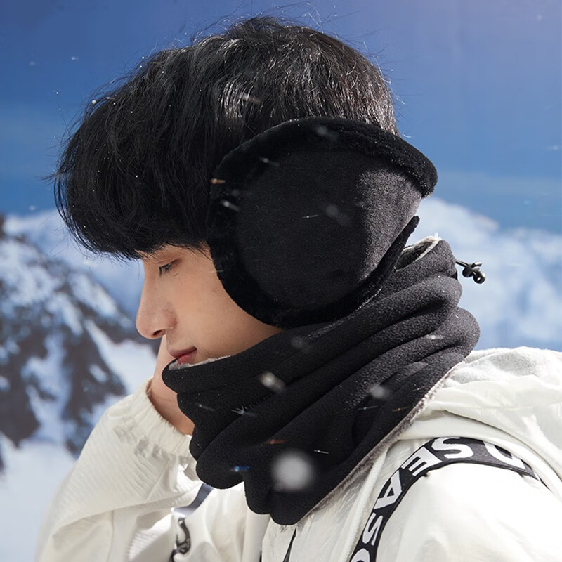 Bowonic Ear Muffs for Men And Women, Warm Autumn And Winter Solid Color Plush Ear Covers, Thickened Back-Over Style, Cold-Proof Ear Protection, Solid Color Velvet Ear Muffs, Black