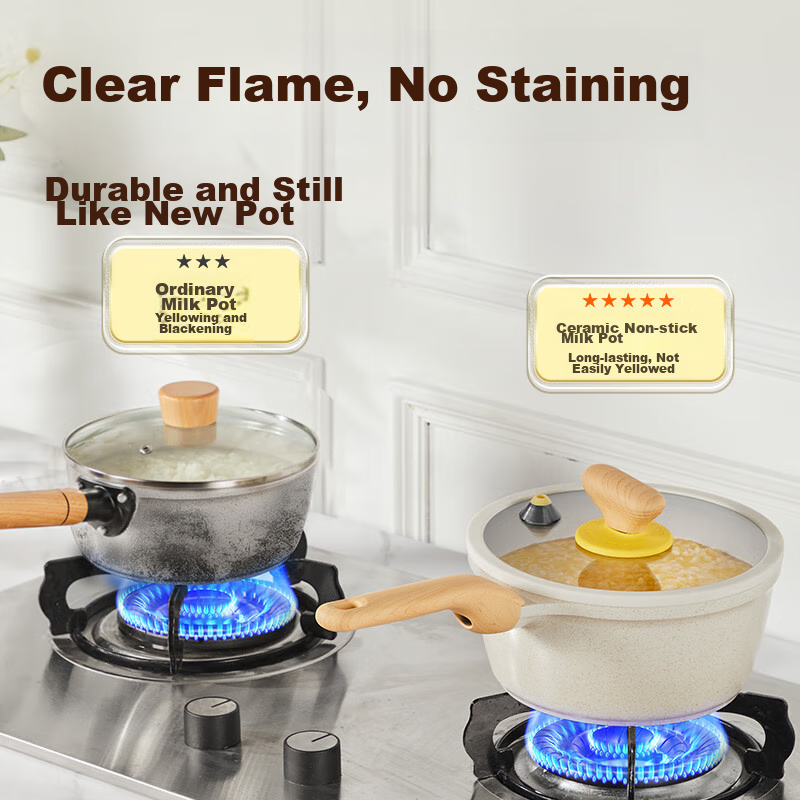 Chuidahuang Milk Pot, Low-Pressure Milk Pot, Baby Food Pot, Noodle Pot, Big White Milk Pot 16cm with Steamer Insert