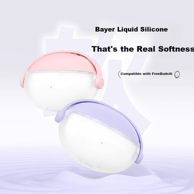 Creative Thinking Silicone Case with Buckle for Huawei FreeBuds 6i, Simple and Stylish Bluetooth Earphone Cover, Anti-drop and Anti-lost, Semi-transparent Pink