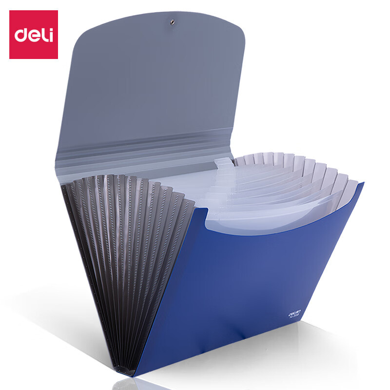 Deli A4/13-Compartment Disc-Bound Two-Color Handheld File Folder/accordian File/Exam Paper Folder/document Folder File Protector, Green 5558