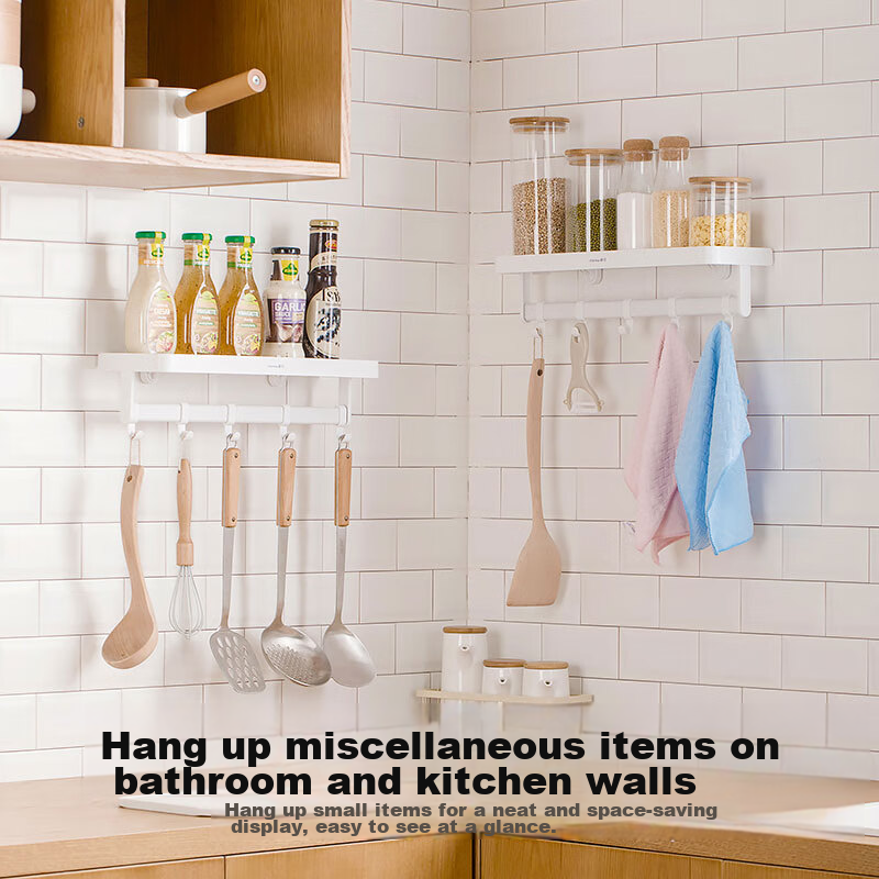 Camellia No-Drill Storage Rack, Bathroom Organizer Basket, Toilet Washroom Storage Shelf, White, 1 Piece