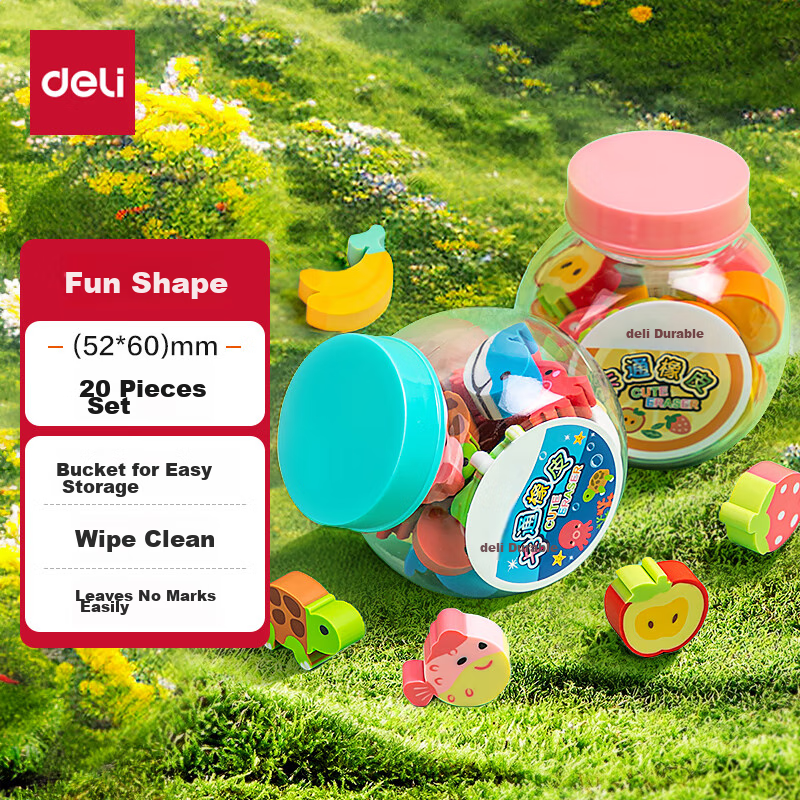 Deli 20 Pieces Student High School Entrance Exam Erasers, Cute Children's Drawing Fun Shaped Erasers, Randomly Shipped