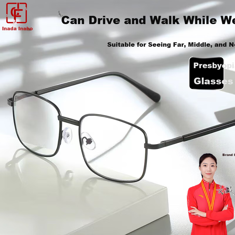 Murata Inaho Progressive Multifocal Reading Glasses with Blue Light Blocking, Black Frame, +4.00 Power【Suitable for Ages 75 and Above】