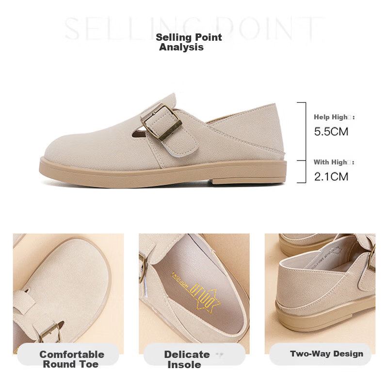 DaDong Women's Buckle Shoes 2025 Spring New One-step Lazy Shoes Casual Flat Single Shoes 1213