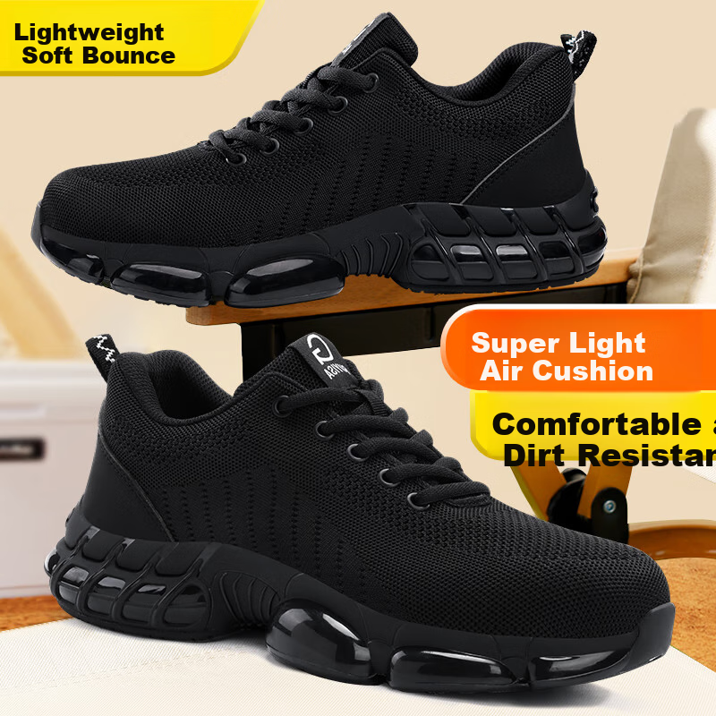 GUYISA Men's Steel Toe Lightweight Breathable Anti-Smashing Anti-Piercing Anti-Odor Soft Bottom Safety Work Shoes 3033 41