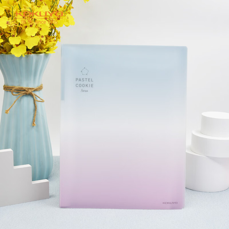 KOKUYO A4 File Folder, Pastel Cookie, Clear Sky, Student Document Organizer, Storage Folder, Starry Sea Green Pink, 30 Pockets, Inner Pages, 1 Piece, WSG-CBV30GP