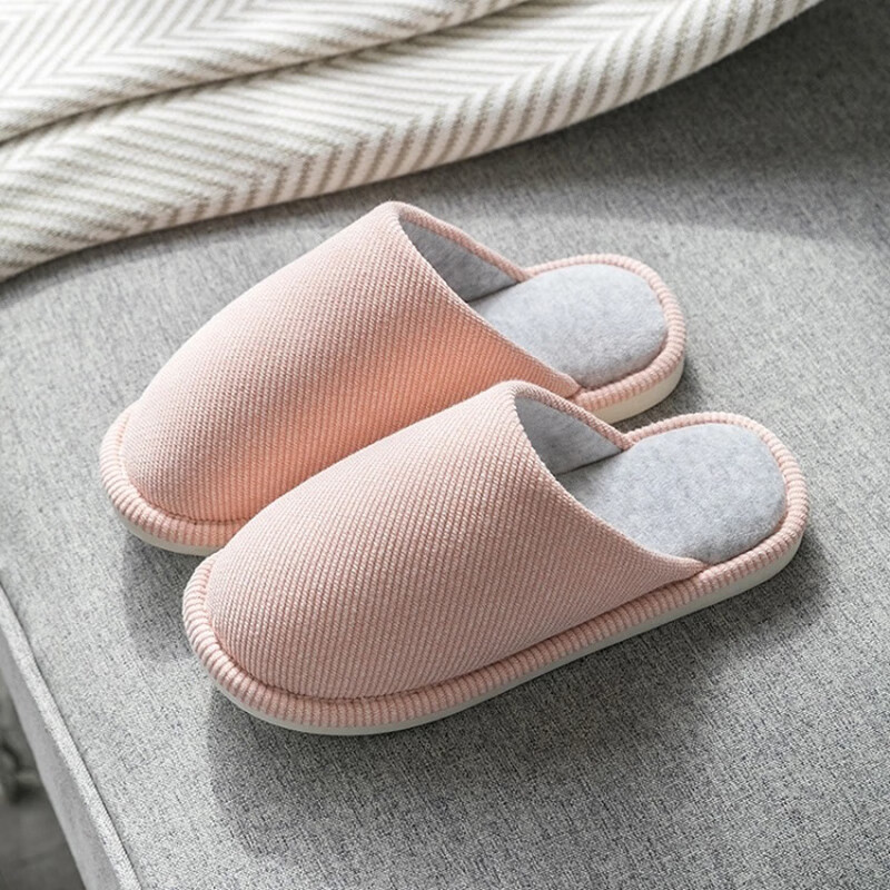 Guoluofei Japanese Cotton And Linen Slippers for Women, Spring And Autumn Home Indoor Wooden Floor Couple Cotton Slippers for Men, All Seasons Pink, Size 38-39