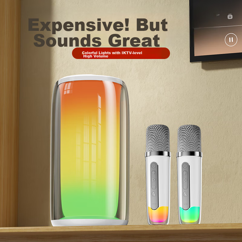 Good Shepherd Wireless Bluetooth Speaker Karaoke Microphone All-In Home KTV Sound System Set, Outdoor And Home Desktop Computer Singing Device with Built-In Sound Card, Valentine's Day Gift